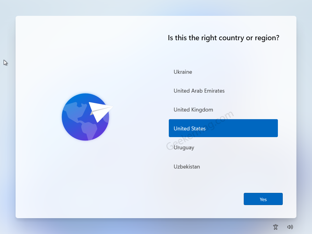 Is this the right country or region for Windows 11