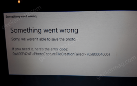 Windows 10 Camera Error 0xA00F424F (0x80131500 or 0x80004005)