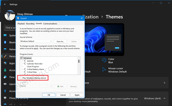 Play Windows Startup Sounds in windows 11