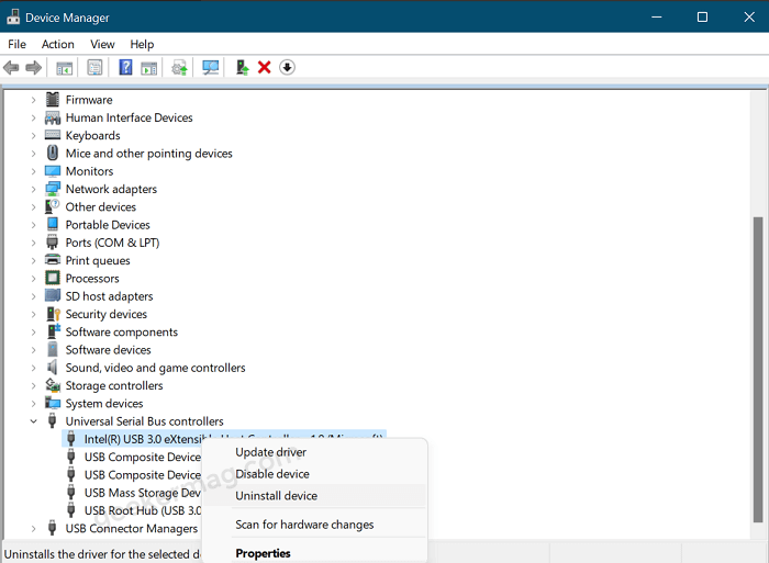 Uninstall and reinstall Universal Serial Bus Controller