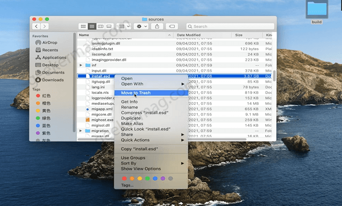 delete install.esd in mac