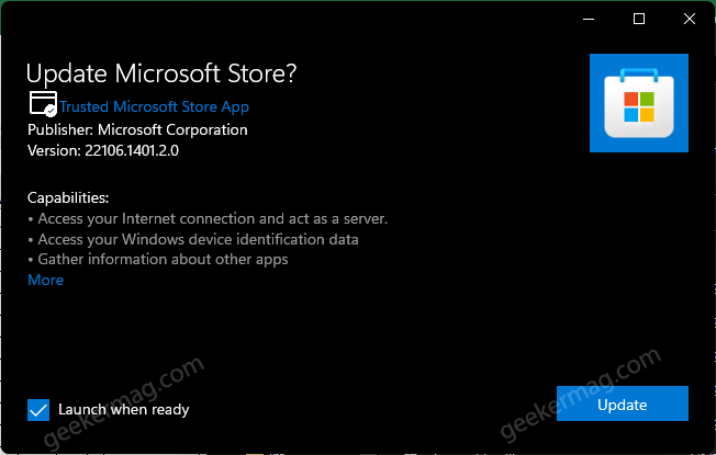 microsoft store update manually