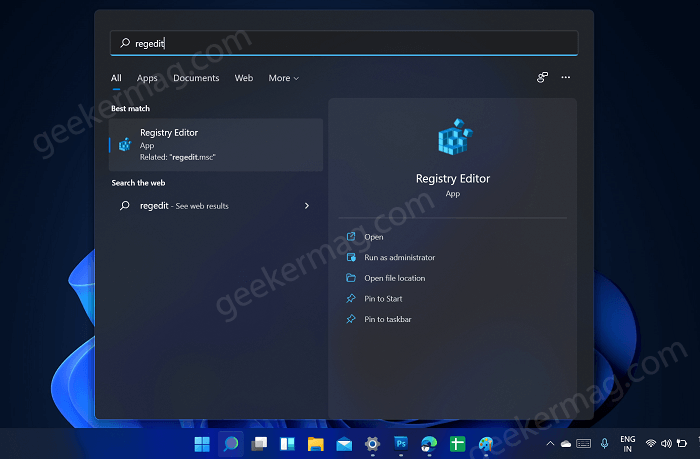 Open Start menu in windows 11