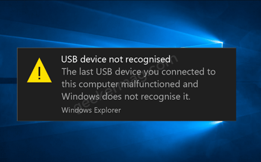USB Device not recognized
The Last USB device you connected to this computer malfunctioned, and Windows doe not recognize it