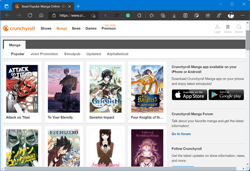 Crunchyrool  - Best site to read manga online