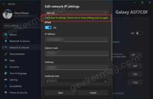 Fix – Can’t Save IP Settings Error in Windows 11 Fix - Can't save IP settings error in Windows 11