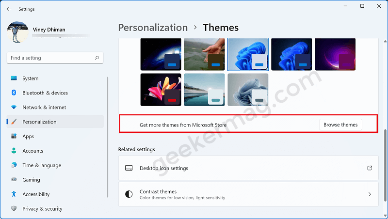 Get more themes from Microsoft Store