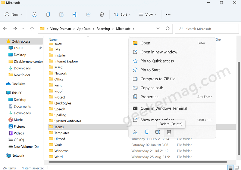 clear teams cache in windows 10