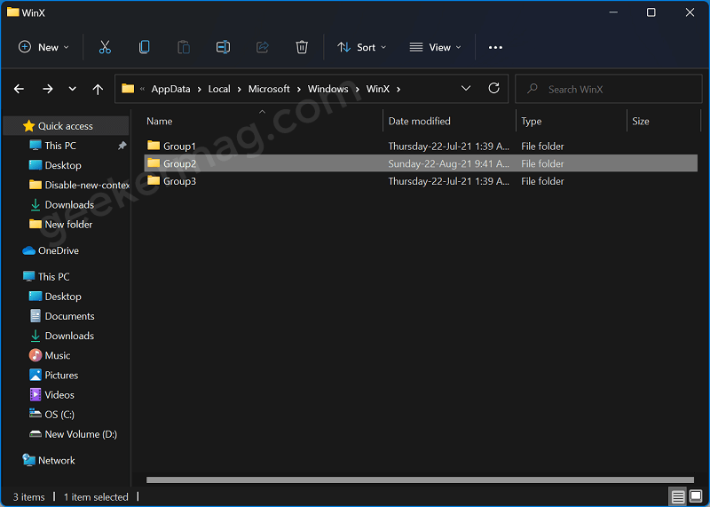 Windows 11 Winx menu tool group folder