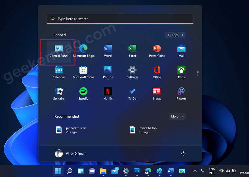 How to Pin Control Panel to Start Menu   Taskbar in Windows 11 - 32