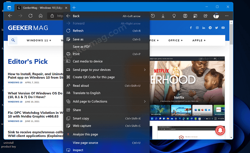How to Save Web Page as a PDF on Microsoft Edge  Native option  - 9