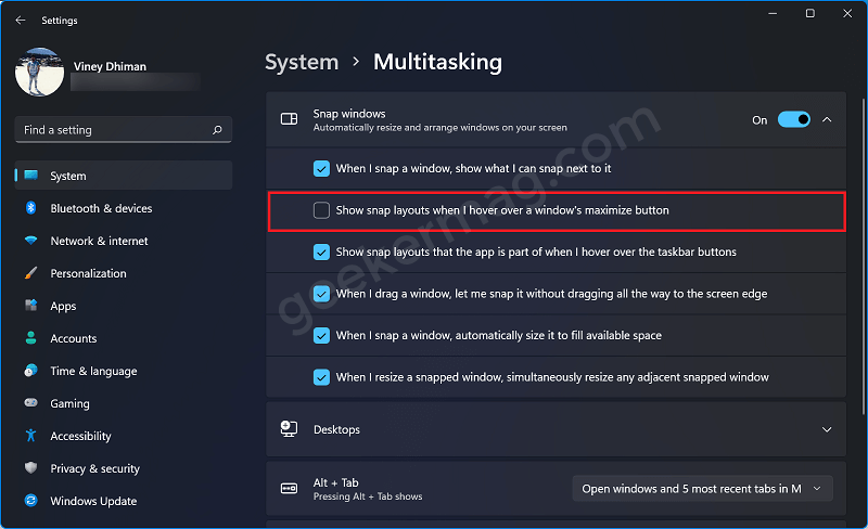 How to Disable Snap Layouts for Maximize button in Windows 11 - 6