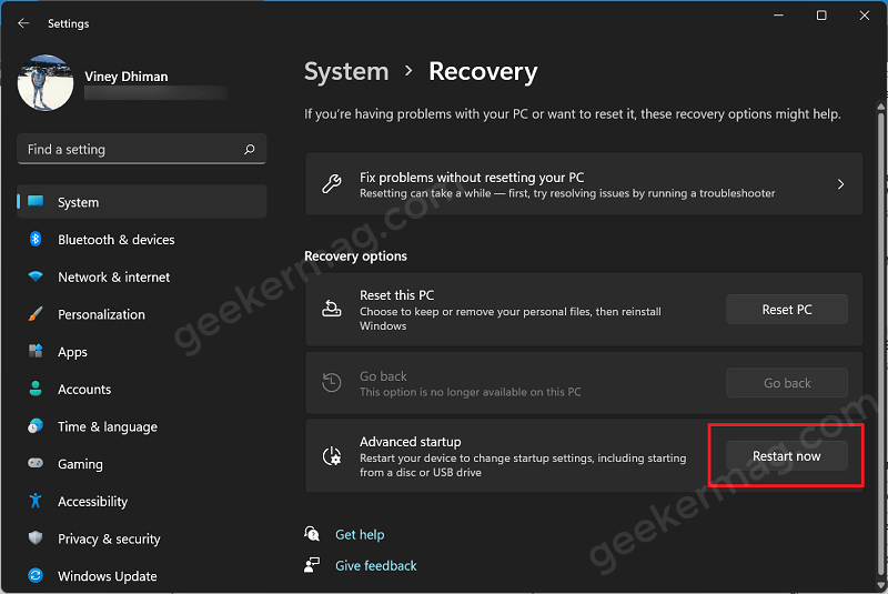 How to Access Windows 11 Recovery Environment   5 Ways - 4