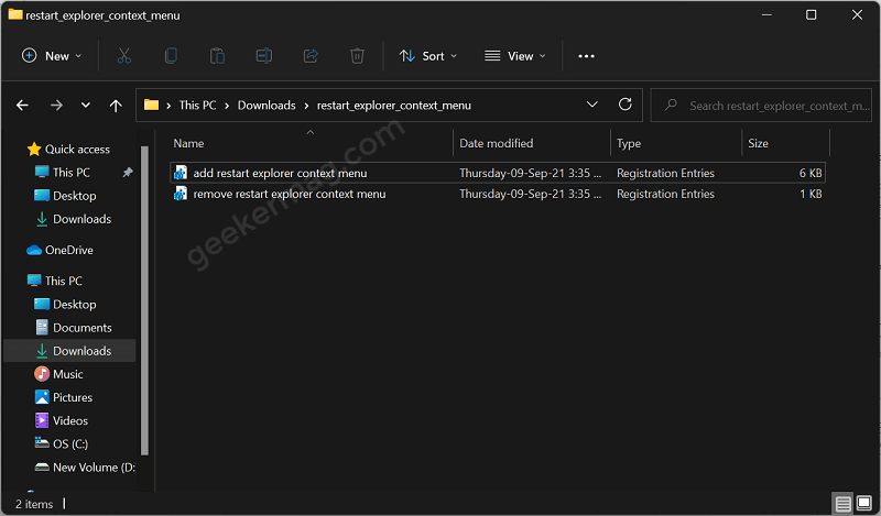 Restart Explorer option in Windows 11 Desktop Context menu