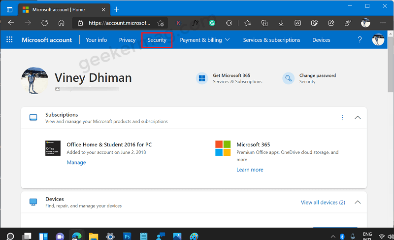 Microsoft account - security