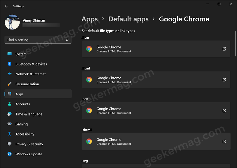 set chrome as default browser in Windows 11