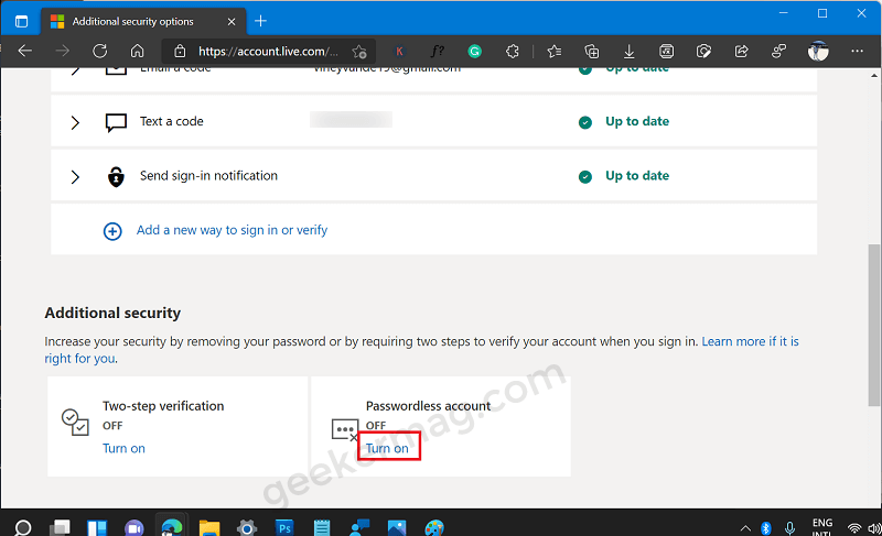 turn on passwordless account