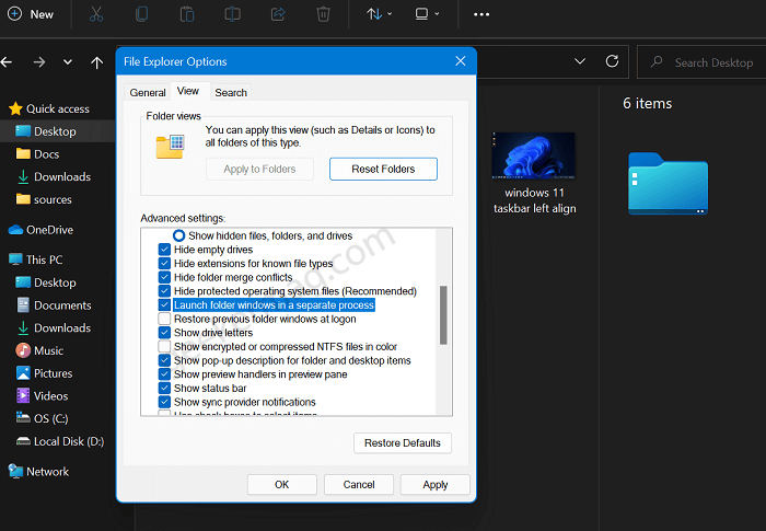 Launch Folder Windows in Separate Process