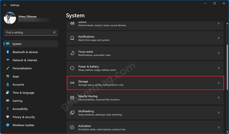 storage settings in windows 11