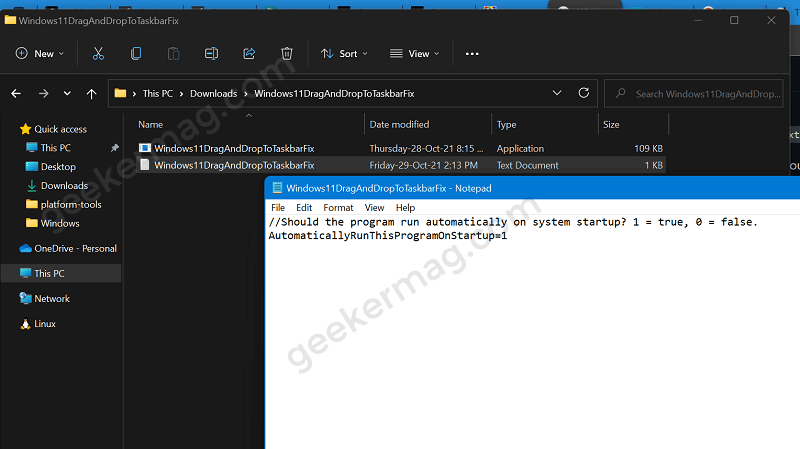 Windows11DragandDroptoTaskbar - Custom Configuration
