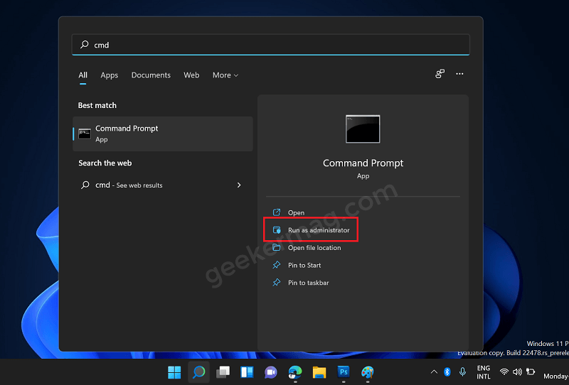 open elevated command prompt in windows 11