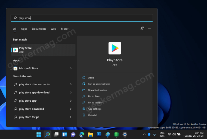 google play on windows 11