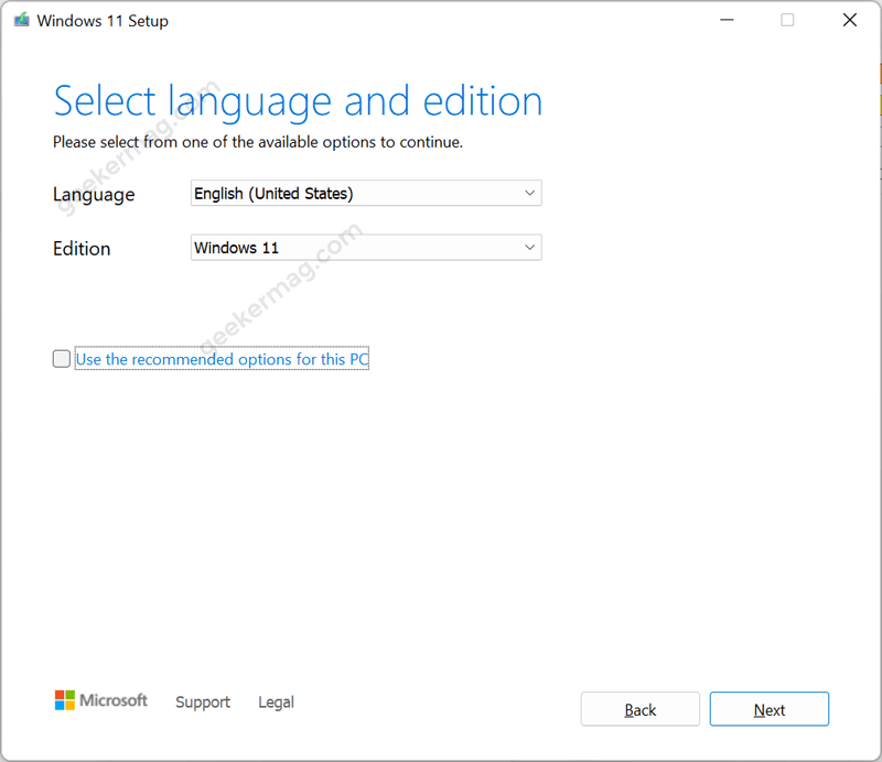 select language and edition in windows 11 media creation tool