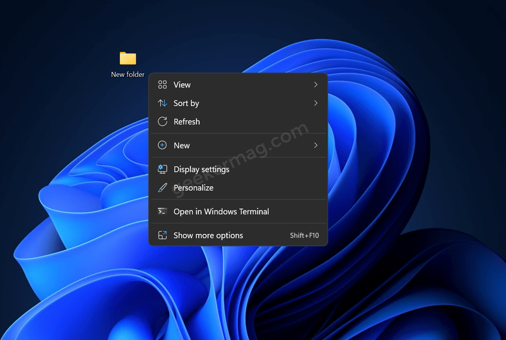 right-click context menu in windows 11