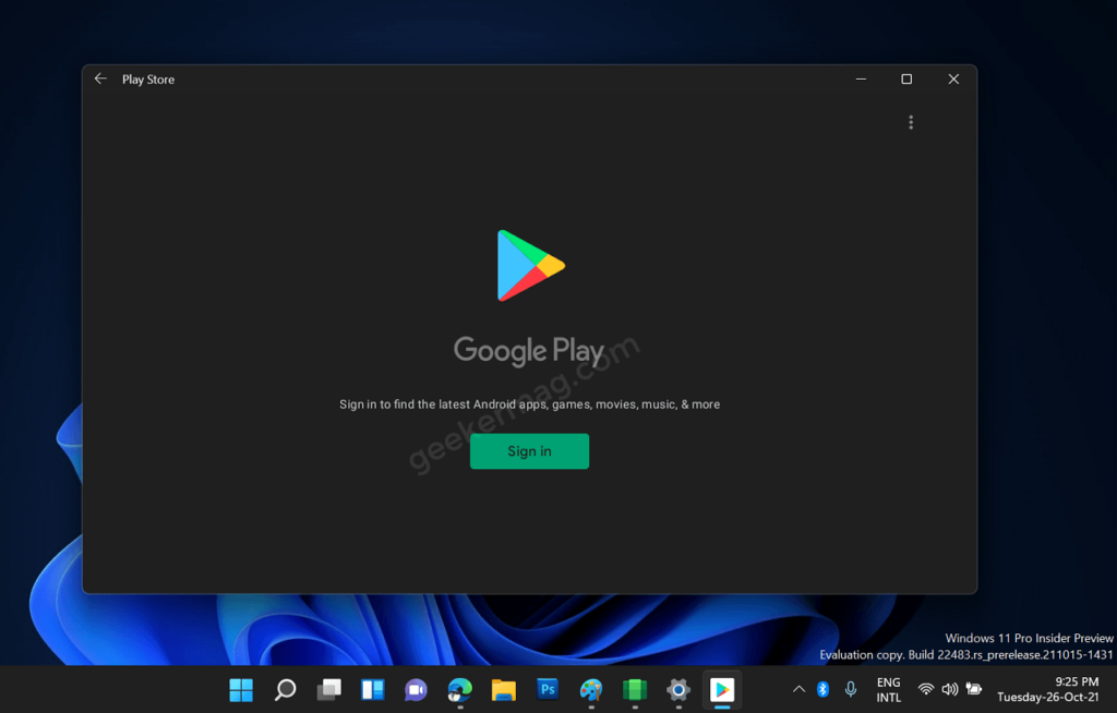 Unable to sign in to Google Play Store in Windows 11 WSA