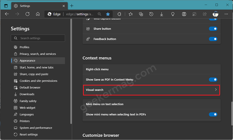 How to Turn  ON  or  OFF  Visual Search Feature in Microsoft Edge - 23
