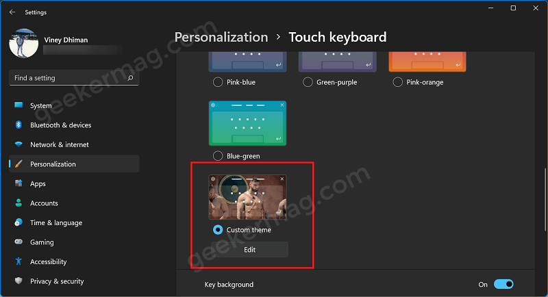 Create custom touch keyboard key in windows 11
