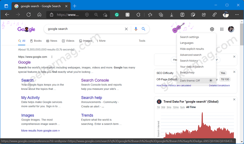 How to Enable Dark Theme on Google Search  Disable too  - 59