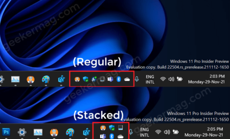 How to Show Notification Area icon in Stack View in Windows 11
