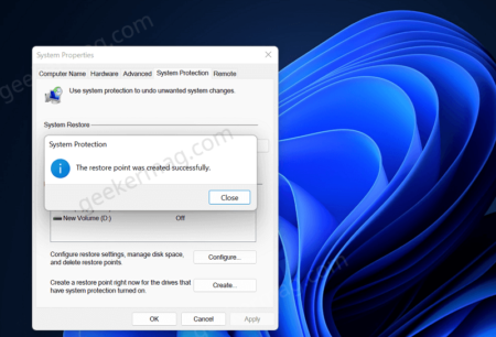 How to Create a System Restore Point in Windows 11