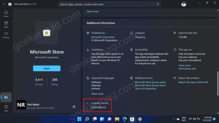 Find and Check Version of Downloaded Apps from Microsoft Store in Windows 11