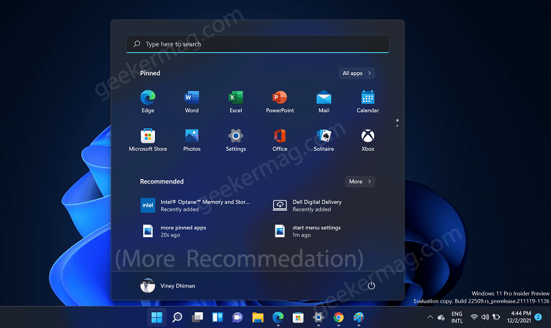  More Recommended items in Start menu of Windows 11 