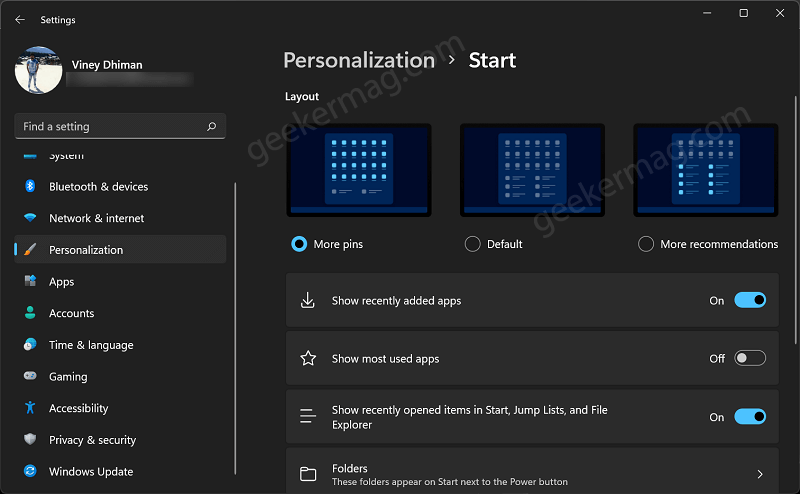 How to Change Layout of Windows 11 Start Menu  In Dev build 22509  - 28