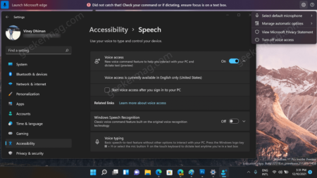 How to Enable and Use Voice Access feature in Windows 11