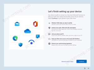 How to Disable "Lets finish setting up your device" screen in Windows 11