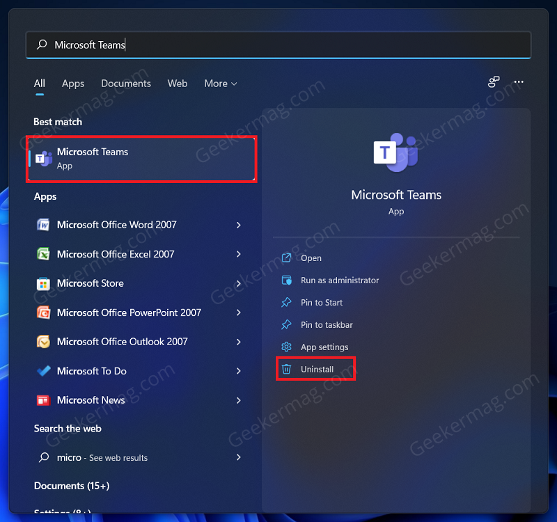 How to Uninstall   Re install Chat from Microsoft Teams in Windows 11 - 21