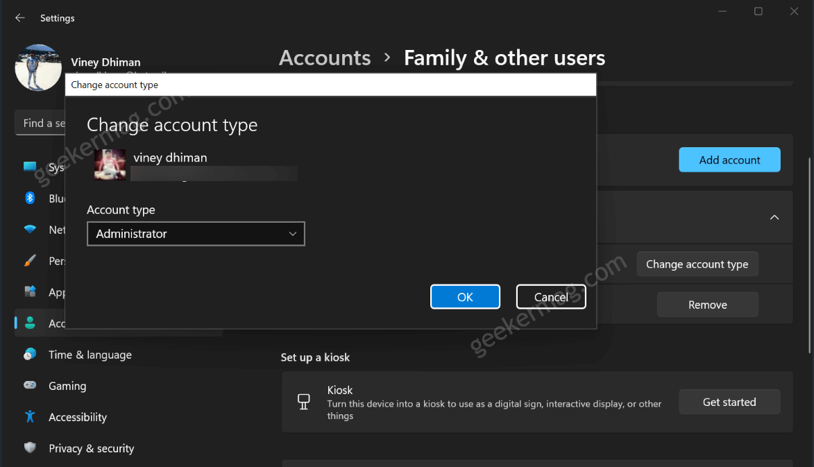 How to Add or Remove New User Account in Windows 11