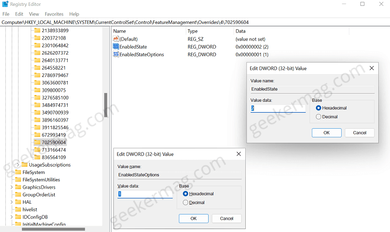 Set Value data EnabledState and EnabledStateOptions.