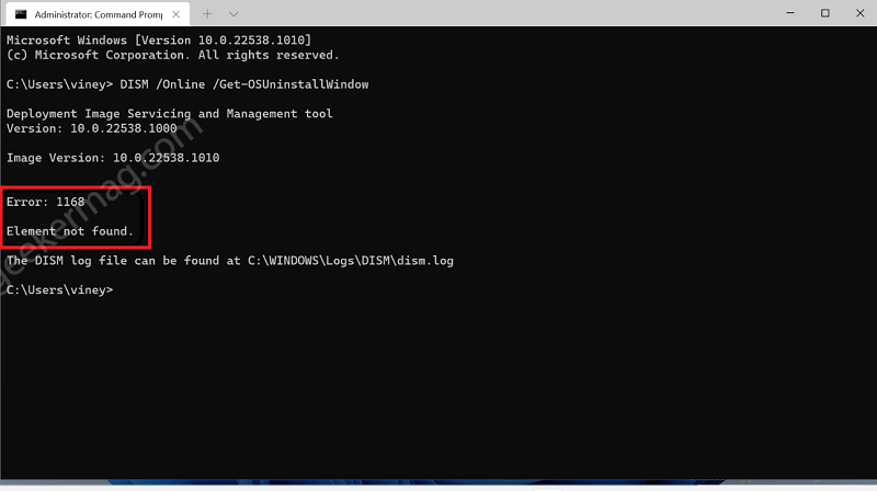DISM - Error 1168 - Element not found in windows 11