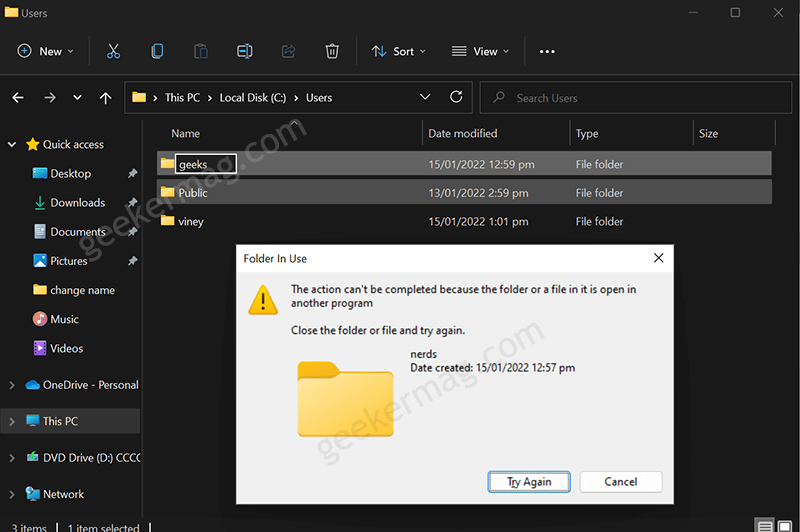 folder in use warning dialog in windows 11