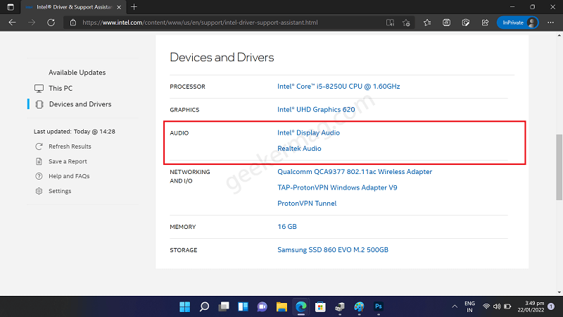 Download audio drivers from intel website