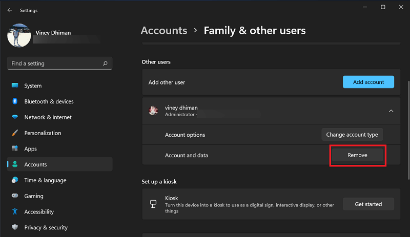 How to Remove User Account in Windows 11