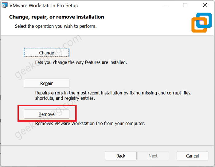 remove vmware workstation pro from windows 10