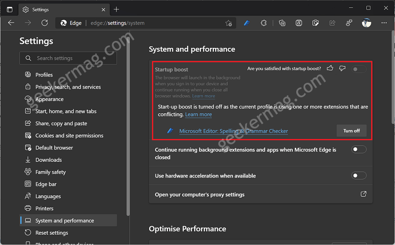 Fix   Startup Boost option is grayed out in Microsoft Edge 97 - 3