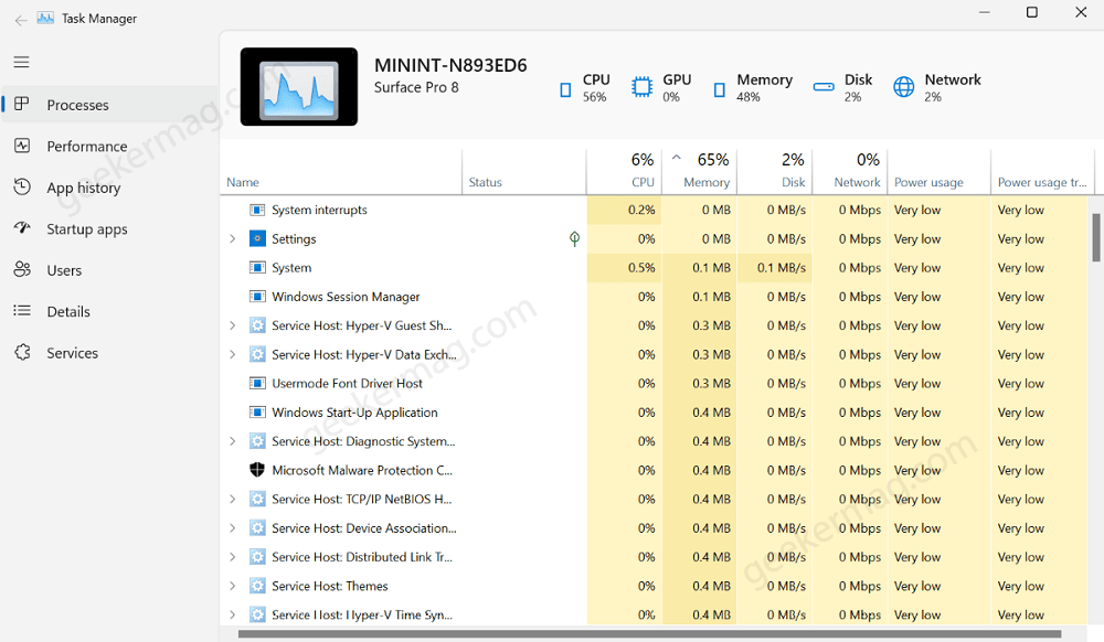 task manager fluent deisng light mode