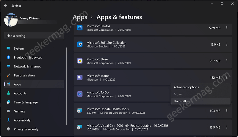 How to Uninstall   Re install Chat from Microsoft Teams in Windows 11 - 24